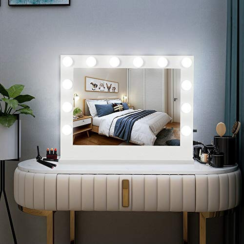 Vanity Lights for Mirror DIY Hollywood Style Makeup Lights Stick on LED Bathroom Wall Mirror Dimmable Lights Kit for Makeup Vanity Table in Dressing Room 10 Large Light Bulbs  Mirror Not Include