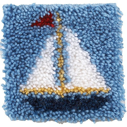 Spinrite Wonderart Latch Hook Kit, 8 by 8-Inch, Sailboat