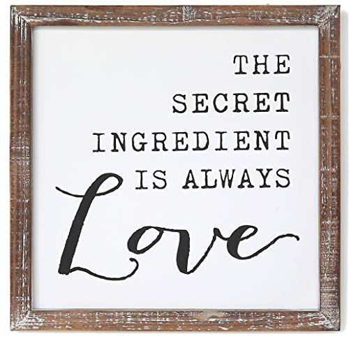 SANY DAYO HOME The Secret Ingredient is Always Love Inspirational Wall Signs 12 x 12 inches Rustic Wood Framed Modern Farmhouse Hanging Art for Home Kitchen Bathroom Decor SANY DAYO HOME The Secret Ingredient is Always Love Inspirational Wall Signs 12 x 12 inches Rustic Wood Framed Modern Farmhouse Hanging Art for Home Kitchen Bathroom Decor