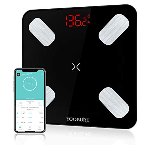 Yoobure Bluetooth Body Fat Scale Smart Scale Bathroom Digital Weight Scale Highly Accurate Body Weight BMI Scale Round Corner Design 400 lb Black Yoobure Bluetooth Body Fat Scale Smart Scale Bathroom Digital Weight Scale Highly Accurate Body Weight BMI Scale Round Corner Design 400 lb Black
