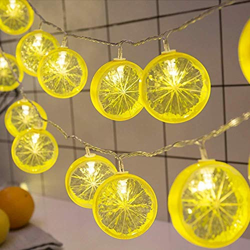 Fruit Lemon Slice String Lights LED Flashing String Battery Powered Indoor Outdoor Lighting Lamp for Wedding Home Birthday Garden Yard Patio Party Christmas Decorations  19.7ft 40 LED Lemon Slices