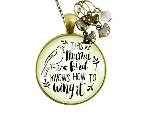 Gutsy Goodness 24 inch Mama Bird Necklace 4 Kids Wings It Baby Bird Charm Gift Mom Jewelry