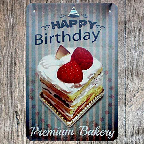 Metal Tin Sign Happy Birthday Vintage Retro Poster Art Home Gift Family Yard Garden Celebration Farm Courtyard Posters Bar Pub Novelty Funny Metal Signs Wall Decor 12x16 Inch