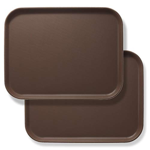 Jubilee 14 inch x 18 inch Rectangular Restaurant Serving Trays  Set of 2  Brown - NSF Certified Non-Skid Food Service Tray