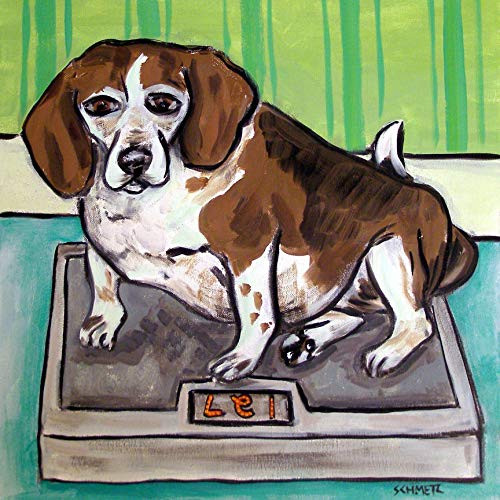 Beagle on a scale Bathroom decor dog art tile coaster gift Beagle on a scale Bathroom decor dog art tile coaster gift