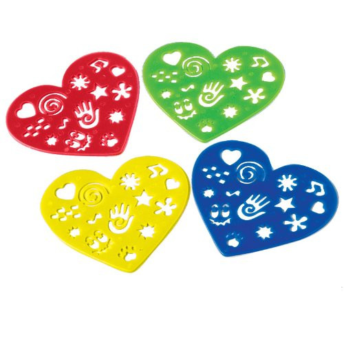 Lot Of 12 Assorted Color Heart Shaped Plastic Stencils