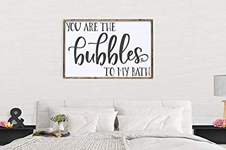nonbrand You are The Bubbles to My Bath Sign Wash Your Worries Away Wood Sign Framed Sign Wall Art Love Farmhouse Style Sign Bathroom Home Decor 16x20Inch Framed Wood Sign