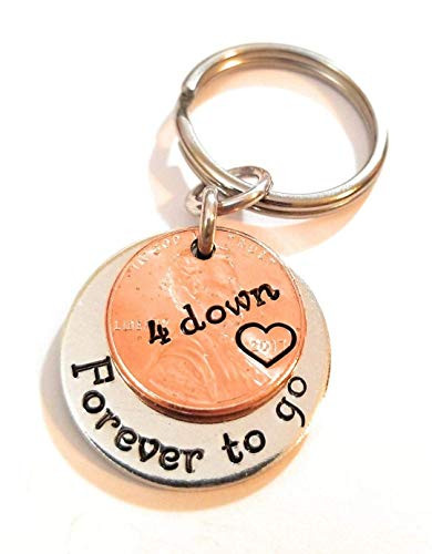 4th Anniversary Gift 4 Down and Forever To Go Coin Key Chain Lucky Copper 2017 Penny