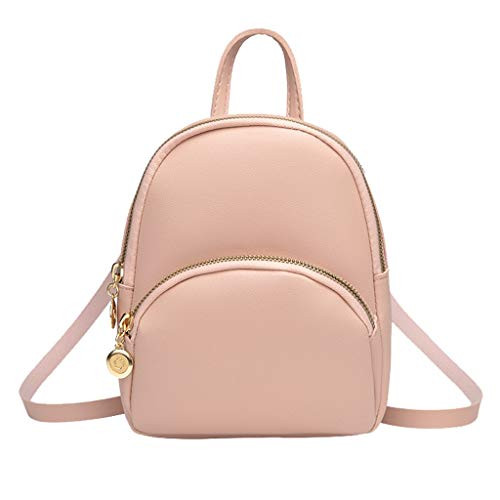 Hurrybuy Girls Leather Mini Backpack Purse Cute Fashion Small Backpacks Purses Messenger Bag for Teen Women Pink