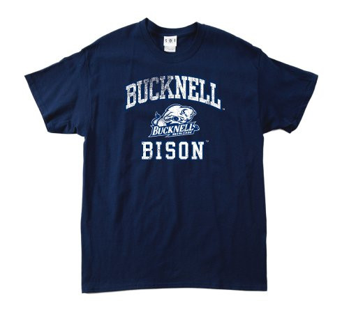Bucknell Bison 100-Percent Pre-Shrunk Vintage Mascot College Short Sleeve Tee Large Navy