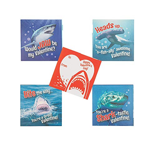 Fun Express Shark Valentine Stickers - Stationery - 8 Pieces