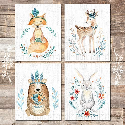 Woodland Animals Nursery Wall Art Prints  Set of 4  - Unframed - 8x10s