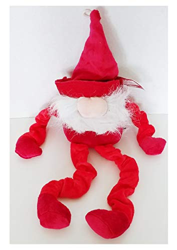 Classic Red Gnome Plush Dog Pet Toy with Squeaker and Crinkle Sound