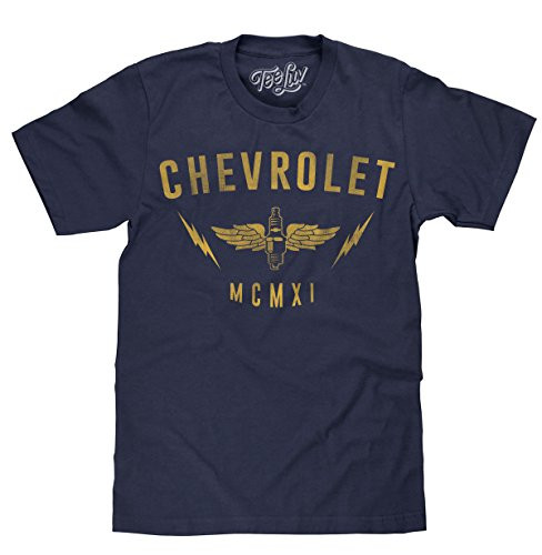 Tee Luv Chevrolet T-Shirt MCMXI - Chevy 1911 Graphic Tee Shirt  Navy Heather   S