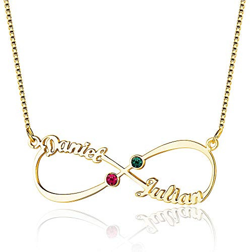 18K Gold Plated Nameplate Necklace Sterling Silver Infinity Name Necklace for Women Personalized Mom Bridesmaid Gift Jewelry for Women Gold with Birthstone 18K Gold Plated Nameplate Necklace Sterling Silver Infinity Name Necklace for Women Personalized Mom Bridesmaid Gift Jewelry for Women Gold with Birthstone