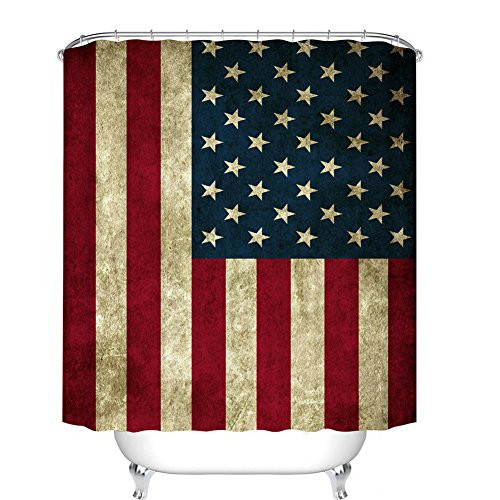 Fangkun American Flag Design Shower Curtain USA Decor Curtains - Waterproof Polyester Fabric Bath Curtains Set - 12pcs Shower Hooks are Included - 72 x 72 inches Fangkun American Flag Design Shower Curtain USA Decor Curtains - Waterproof Polyester Fabric Bath Curtains Set - 12pcs Shower Hooks are Included - 72 x 72 inches