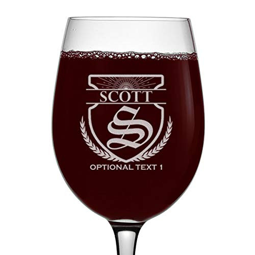 Personalized Etched Monogram 16oz Stemmed Wine Glass Scott