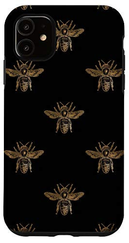 iPhone 11 Case - bees on black background pattern phone Case