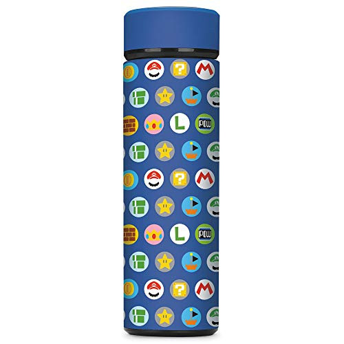 Super Mario Mario Luigi Icons Vacuum Insulated Stainless Steel Sport Water Bottle Leak Proof Wide Mouth 17 oz 500 ML