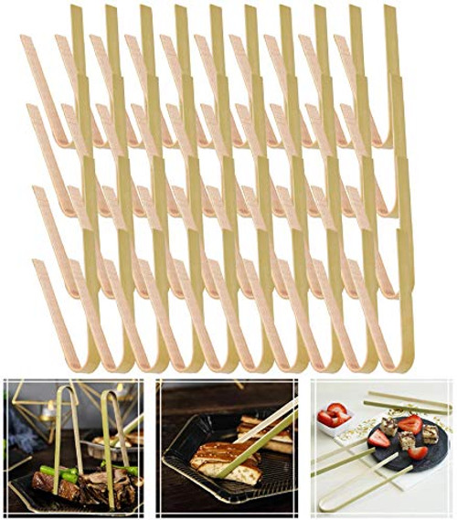 Mini Bamboo Disposable Tongs - 100PCS Disposable Tongs 4 inch Bamboo Tongs for Toaster Eco-Friendly For Catering Buffet or Home Use