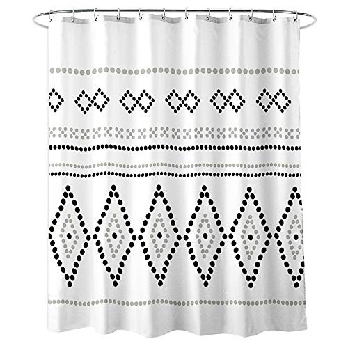 RISHNEG Shower Curtain Fabric Shower Curtain with 12 Hooks Bohemian Polyester Waterproof Shower Curtain Liner for Bathroom Fabric Bathroom Curtain Machine Washable 72 in x 72 in White RISHNEG Shower Curtain Fabric Shower Curtain with 12 Hooks Bohemian Polyester Waterproof Shower Curtain Liner for Bathroom Fabric Bathroom Curtain Machine Washable 72 in x 72 in White