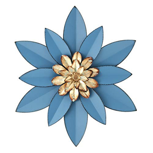 H HOMEBROAD. Metal Flowers Wall Decor Garden Wall Art Hanging for Patio Porch Bedroom Bathroom Living Room Blue 12