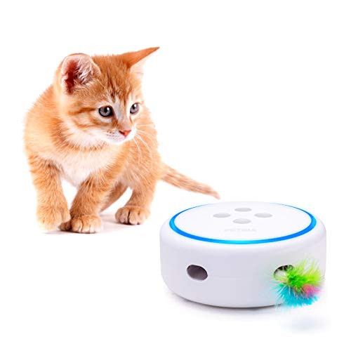 PETBIA Interactive Cat Toy Electronic Automatic Cat Toys with Random Rotating Feather Pop and Play for Cats 15 Minutes Auto-Shut Off Continuous Plays Available - White PETBIA Interactive Cat Toy Electronic Automatic Cat Toys with Random Rotating Feather Pop and Play for Cats 15 Minutes Auto-Shut Off Continuous Plays Available - White