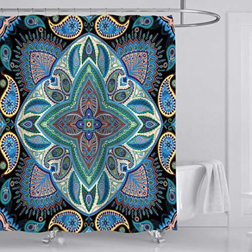 EgticLive Shower Curtain with 12 Hooks-Boho Water Resistant Bathroom Curtains Polyester Fabric Machine Washable Shower Curtains for Bathroom  72x72 in EgticLive Shower Curtain with 12 Hooks-Boho Water Resistant Bathroom Curtains Polyester Fabric Machine Washable Shower Curtains for Bathroom  72x72 in