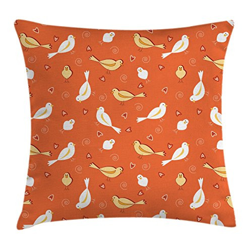 Ambesonne Orange Throw Pillow Cushion Cover Birds with Heart Shapes Swirling Patterns on Burnt Orange Vintage Backdrop Decorative Square Accent Pillow Case 16 inch X 16 inch Orange Yellow White Ambesonne Orange Throw Pillow Cushion Cover Birds with Heart Shapes Swirling Patterns on Burnt Orange Vintage Backdrop Decorative Square Accent Pillow Case 16 inch X 16 inch Orange Yellow White
