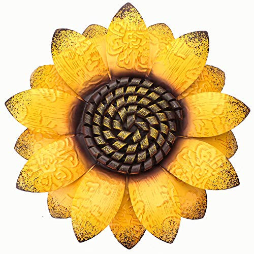 Sunflower Metal Flowers Wall Decor Metal Wall Art Decorations Hanging For Indoor Outdoor Home Bathroom Kitchen Dining Room Bedroom Living Room Or Wall Sculptures 12 Inch
