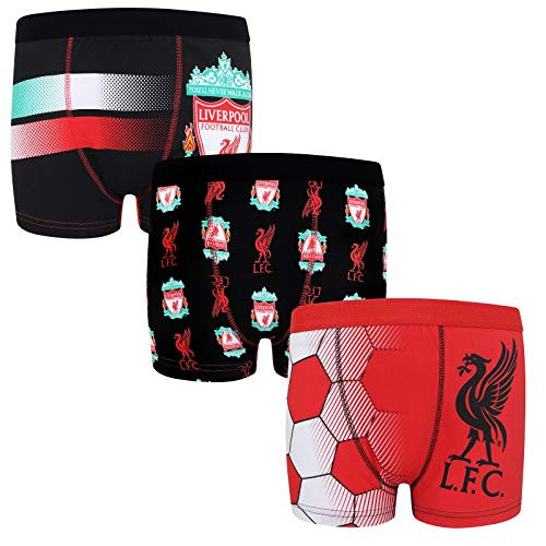 Liverpool FC Official Gift 3 Pack Boys Crest Boxer Shorts Black 5-6 Years