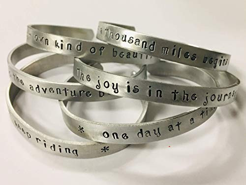 Customized Quote Bracelet you choose the quote handstamped in a whimsical font on a non tarnish aluminum cuff bracelet