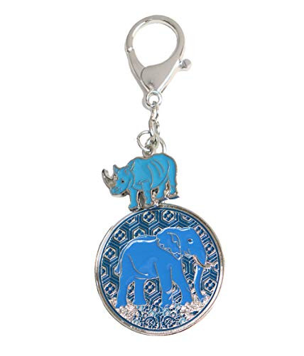 Feng Shui Anti Robbery Amulet with Blue Rhino  and  Elephant