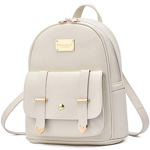 Girls Fashion Backpack Mini Backpack Purse for Women Teenage Girls Purses PU Leather cute Backpack Shoulder Bag White