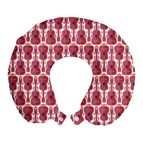 Ambesonne Musical Travel Pillow Neck Rest Repetitive Mexican Guitars Pattern Leaves in Tropical Cartoon Layout Memory Foam Traveling Accessory for Airplane and Car 12 inch Dark Pink and Vermilion Ambesonne Musical Travel Pillow Neck Rest Repetitive Mexican Guitars Pattern Leaves in Tropical Cartoon Layout Memory Foam Traveling Accessory for Airplane and Car 12 inch Dark Pink and Vermilion