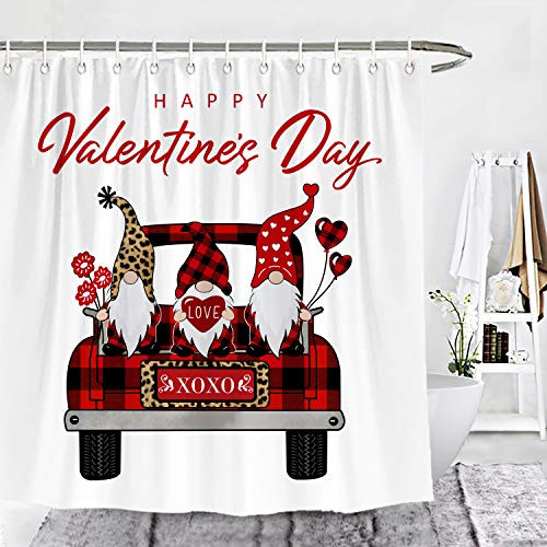 Wencal Happy Valentine s Day Buffalo Check Plaid Truck Gnomes Shower Curtain Heart Love Balloons Farmhouse Bathroom Decor Red 72 x 72 Inches Wencal Happy Valentine s Day Buffalo Check Plaid Truck Gnomes Shower Curtain Heart Love Balloons Farmhouse Bathroom Decor Red 72 x 72 Inches