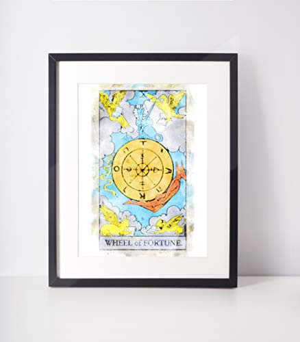 Watercolor Tarot Poster Major Arcana Wheel of Fortune Watercolor Print Tarot Watercolor Art Print Tarot Wall Hanging Wheel of Fortune Tarot