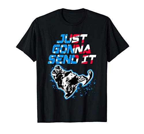 Just Gonna Send It Funny Snowmobile USA flag Snowcross T-Shirt