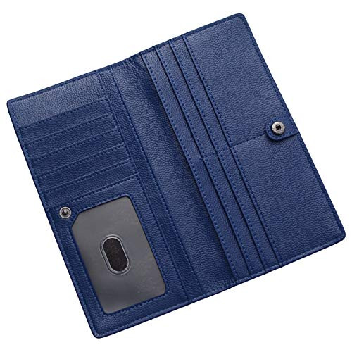 Ultra Slim Thin Leather RFID Blocking Credit Card Holder Bifold Clutch Wallets for Women  Navy Blue