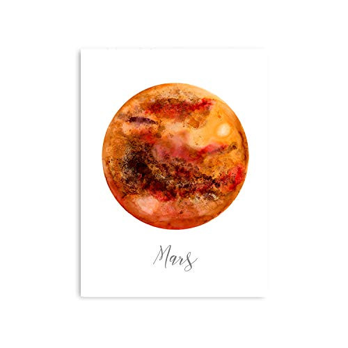 Planet Mars Watercolor Print Red Planet Artwork Planet Wall Art Red Black - Various Sizes Available
