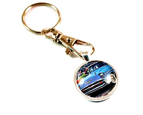 Handmade 1957 Chevy Bel Air Tri-five Hot Rod Key Chain with Clasp