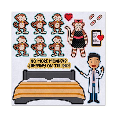 5 Little Monkeys Nursery Rhyme Felt Play Art Set Flannel Board Story Storyboard Pieces