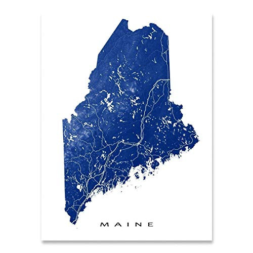 Maine Wall Art Map Print 8x10 Maine Poster 24x36 Handmade Topographic Maine Decor for Home ME State Artwork by Maps As Art