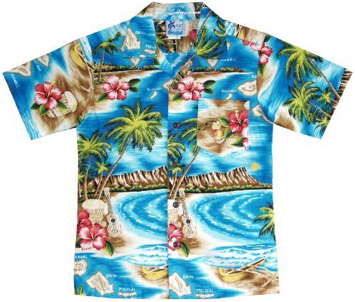 RJC Boys Hibiscus Hawaiian Island Shirt in Turquoise - 6 RJC Boys Hibiscus Hawaiian Island Shirt in Turquoise - 6