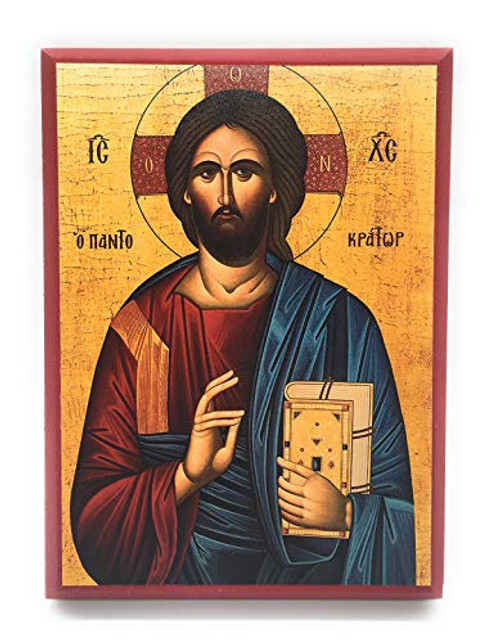 Wooden Greek Orthodox Christian Icon Jesus Christ the Pantocrator 5.5 inch x 7.5 inch Wooden Greek Orthodox Christian Icon Jesus Christ the Pantocrator 5.5 inch x 7.5 inch