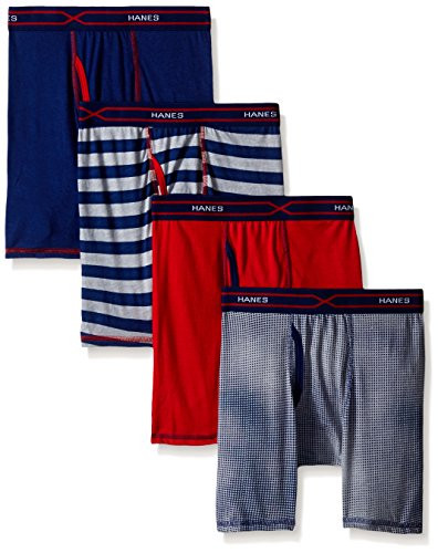 Hanes Boys  4-Pack X-Temp Long Legged Dyed Boxer Brief Assorted Small