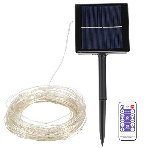 Solar Copper Wire Light 20M 200LED String Light with Remote Control 8 Pattern Solar Clip Light String for Patio Garden Gate Yard Party Wedding Christmas