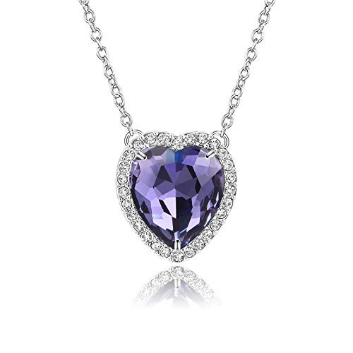 Beyond Love February Birthstone Necklace Purple Amethyst Heart Crystal Halo Pendant 14K White Gold Plated Dainty Chain Choker Princess Necklaces for Women Girls Jewelry Gift Silver 18 Beyond Love February Birthstone Necklace Purple Amethyst Heart Crystal Halo Pendant 14K White Gold Plated Dainty Chain Choker Princess Necklaces for Women Girls Jewelry Gift Silver 18
