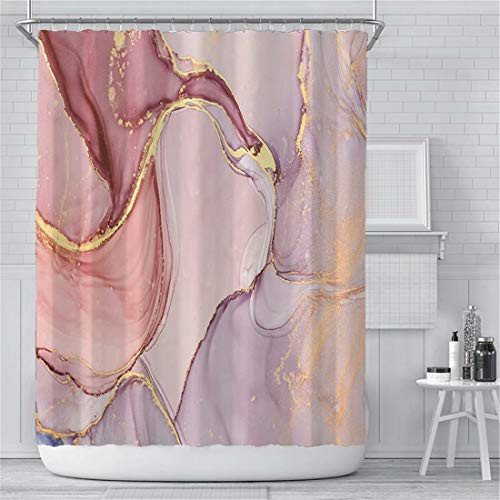 Marble Shower Curtain for Bathroom Pink Blush Fabric Shower Curtain with Hooks Modern Luxury Abstract Texture Bathroom Curtain Set Waterproof Washable 72x72 Inches Marble Shower Curtain for Bathroom Pink Blush Fabric Shower Curtain with Hooks Modern Luxury Abstract Texture Bathroom Curtain Set Waterproof Washable 72x72 Inches