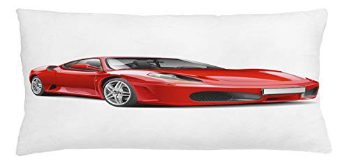 Ambesonne Teen Room Throw Pillow Cushion Cover Italian Super Car Modern Style New Automobile European Design Decorative Rectangle Accent Pillow Case 36 inch X 16 inch Red and Charcoal Grey